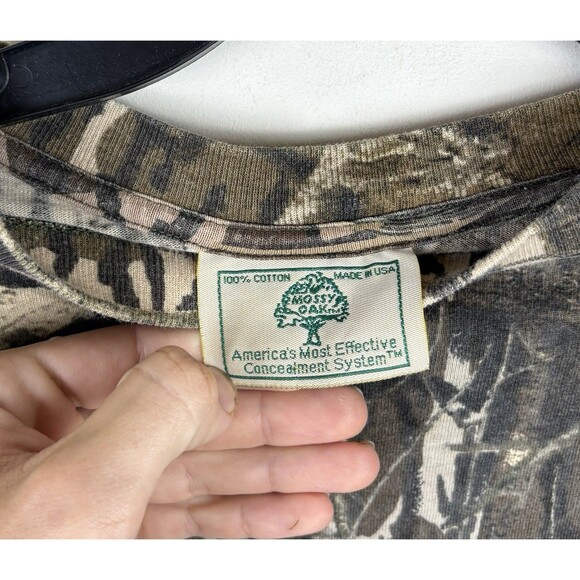 Vintage 90s Mossy Oak Single Stitch Camo Long Sleeve T-Shirt / Size XL - Picture 4 of 7